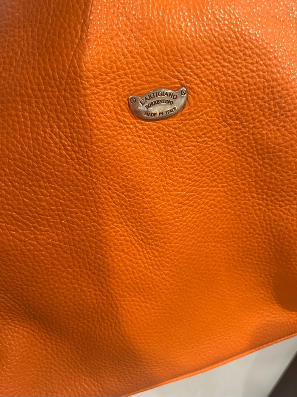 Orange Leather Shoulder Bag made in Italy!